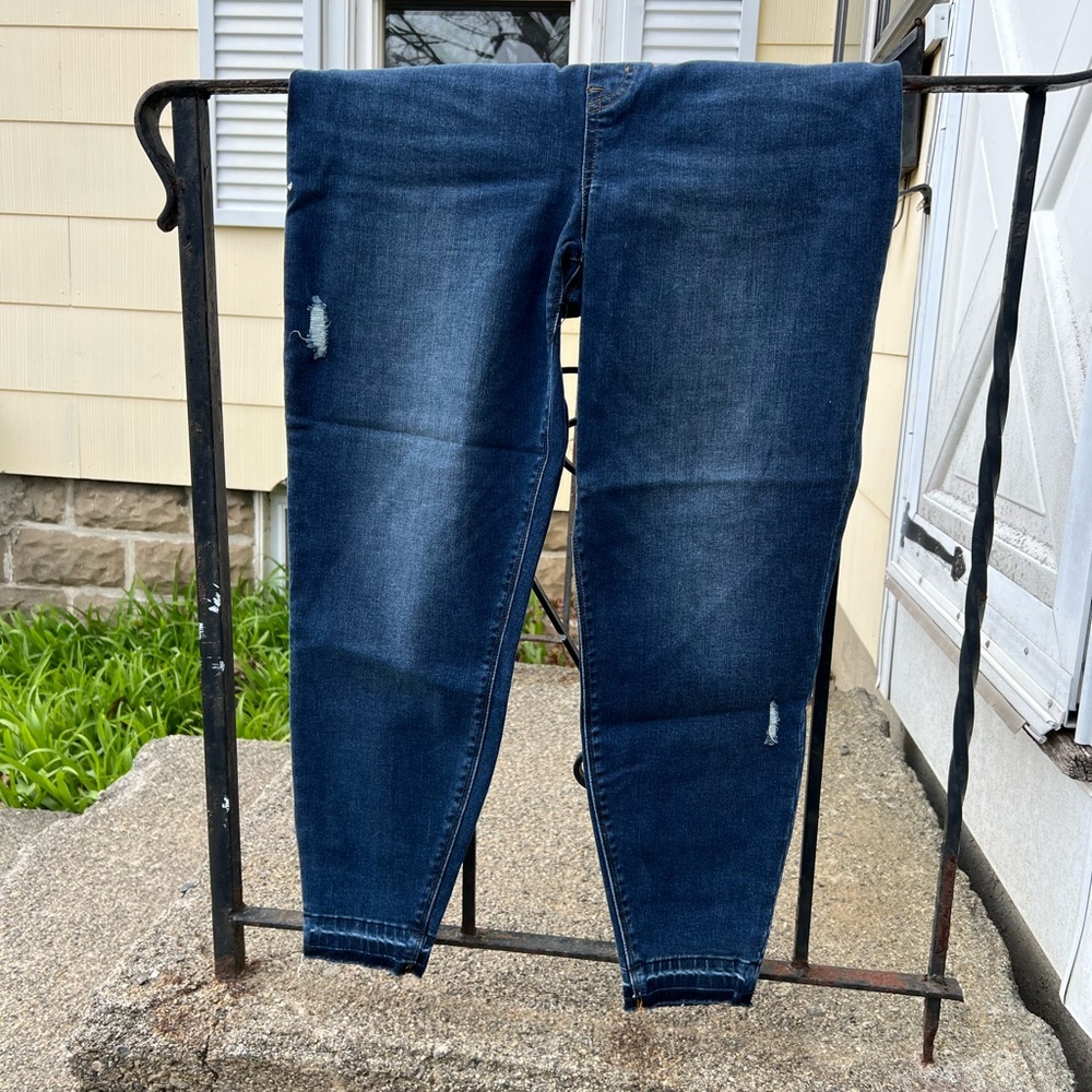 SPANX Distressed Ankle Skinny Jeans, Medium Wash in 1X Petite NWT